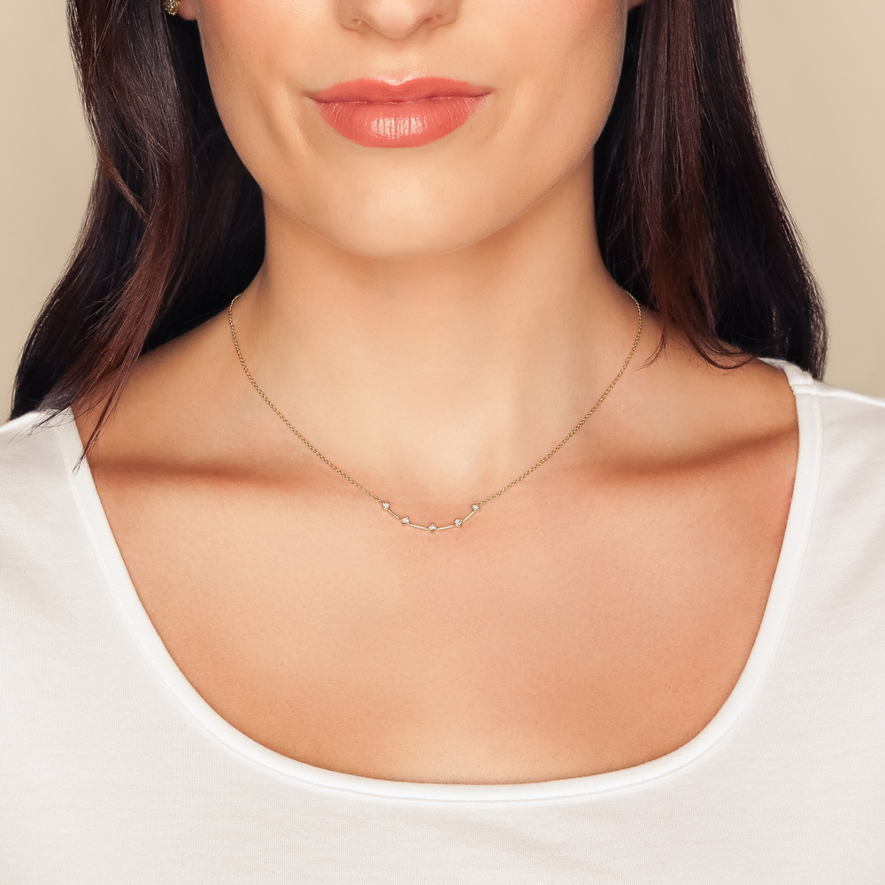 Zoe Chicco 5 Diamond Curved Bar Necklace in Yellow Gold, 16
