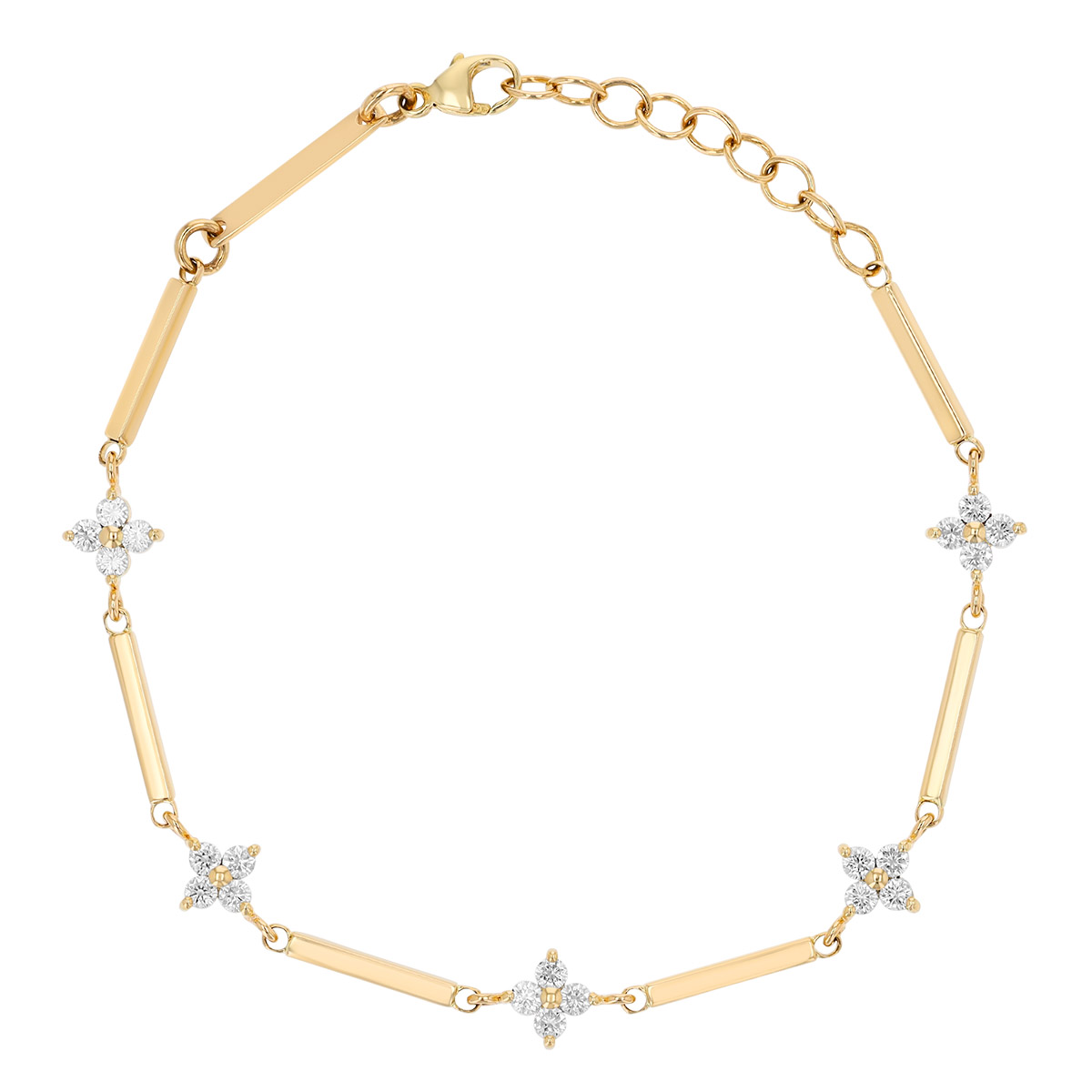 Zoe Chicco Diamond Quartet Cluster Station & Bar Link Bracelet in Yellow Gold