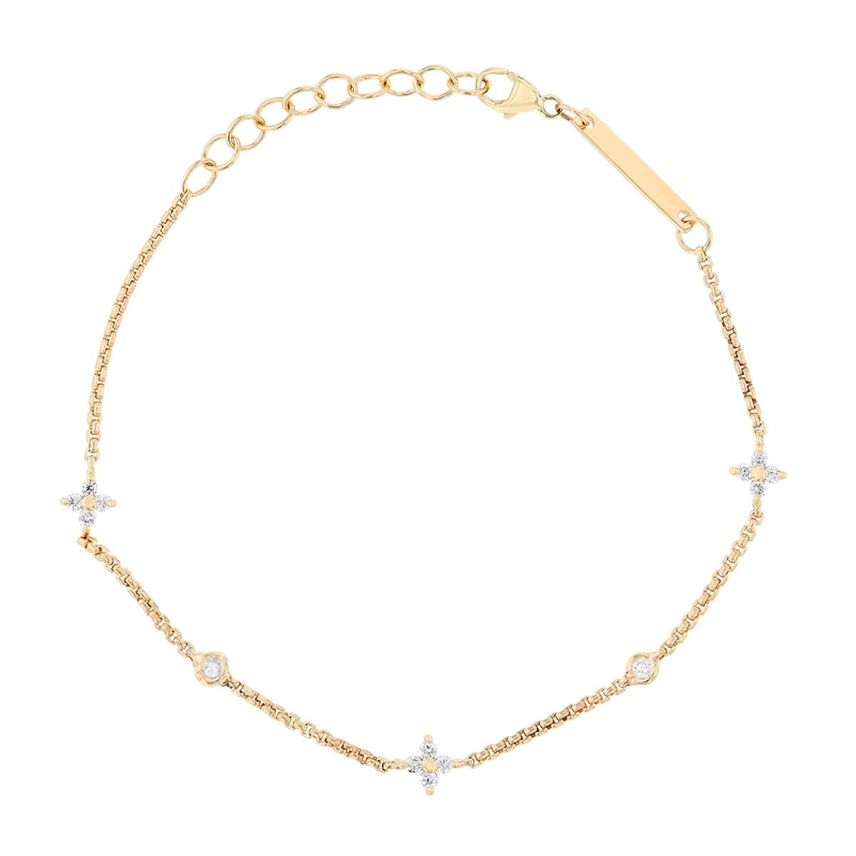 Zoe Chicco Diamond Quartet & Single Station Bracelet in Yellow Gold