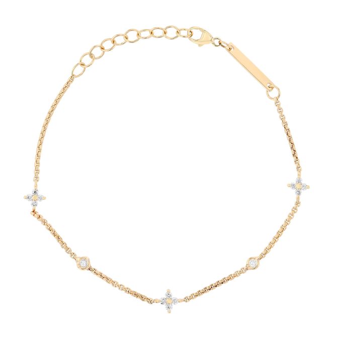 Zoe Chicco Diamond Quartet & Single Station Bracelet in Yellow Gold