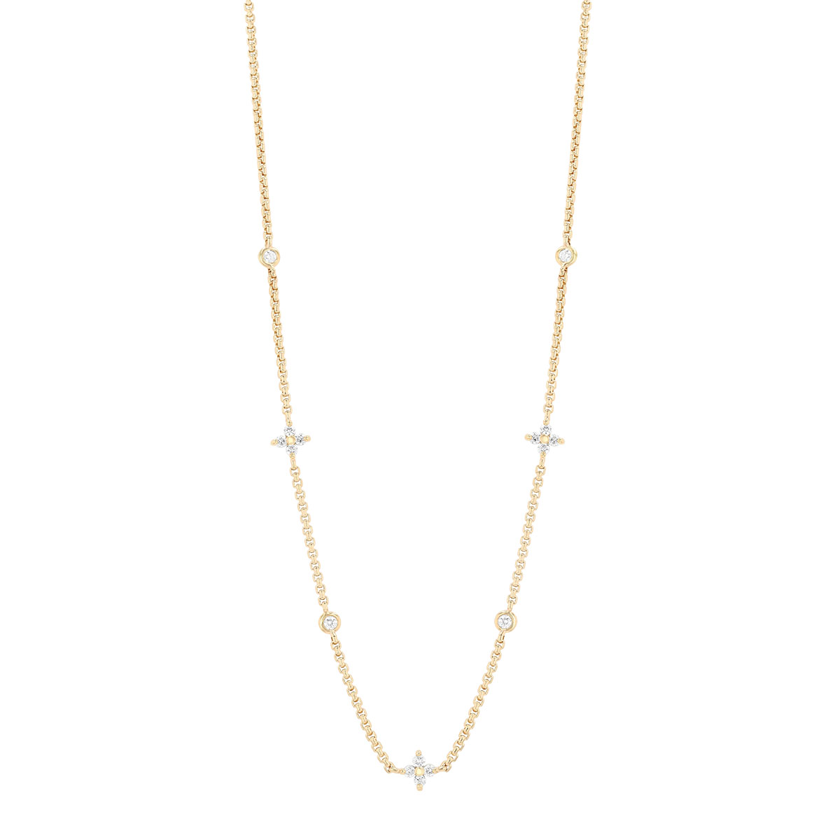 Zoe Chicco Diamond Quartet & Single Station Necklace in Yellow Gold