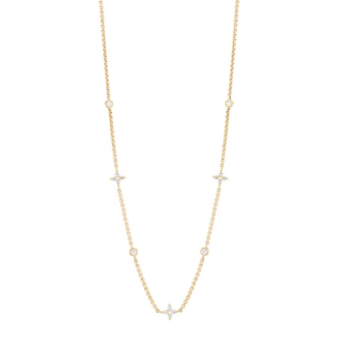 Zoe Chicco Diamond Quartet & Single Station Necklace in Yellow Gold