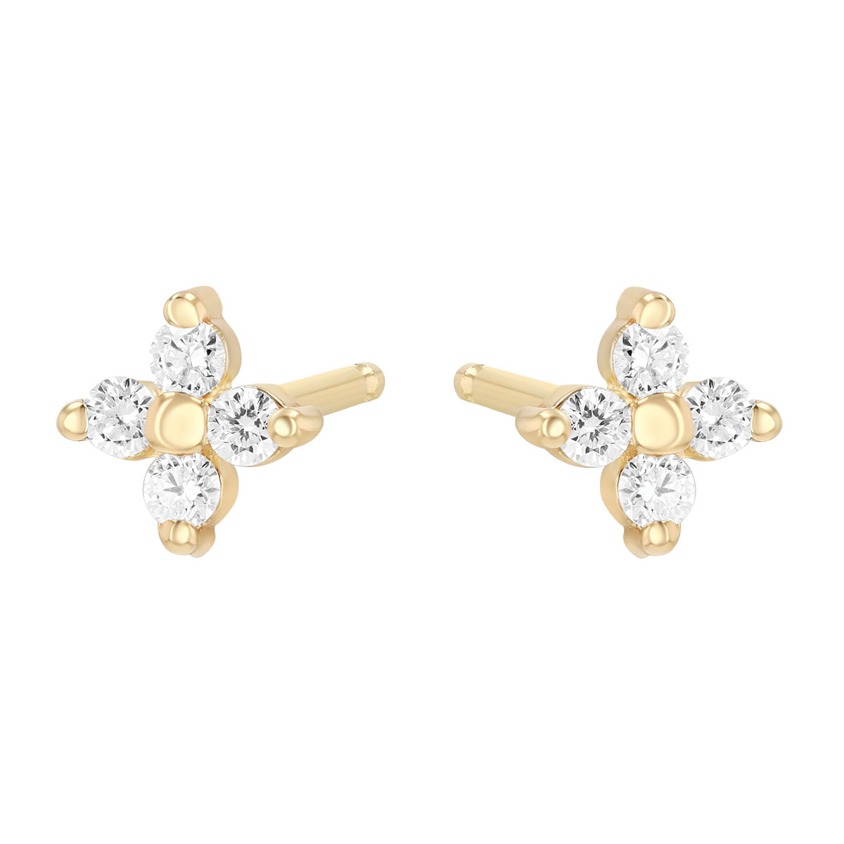 Zoe Chicco Dainty Diamond Quartet Cluster Stud Earrings in Yellow Gold