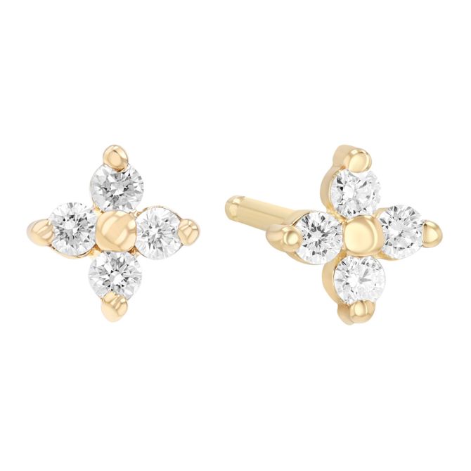 Zoe Chicco Dainty Diamond Quartet Cluster Stud Earrings in Yellow Gold
