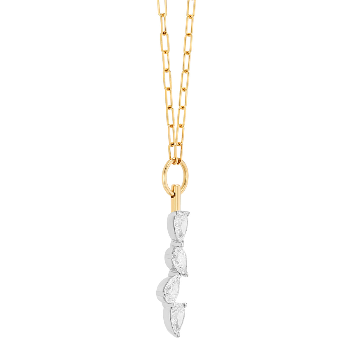 Phillips House One of One Pear Shape Diamond 4 Stone Lariat Necklace in Yellow Gold & Platinum