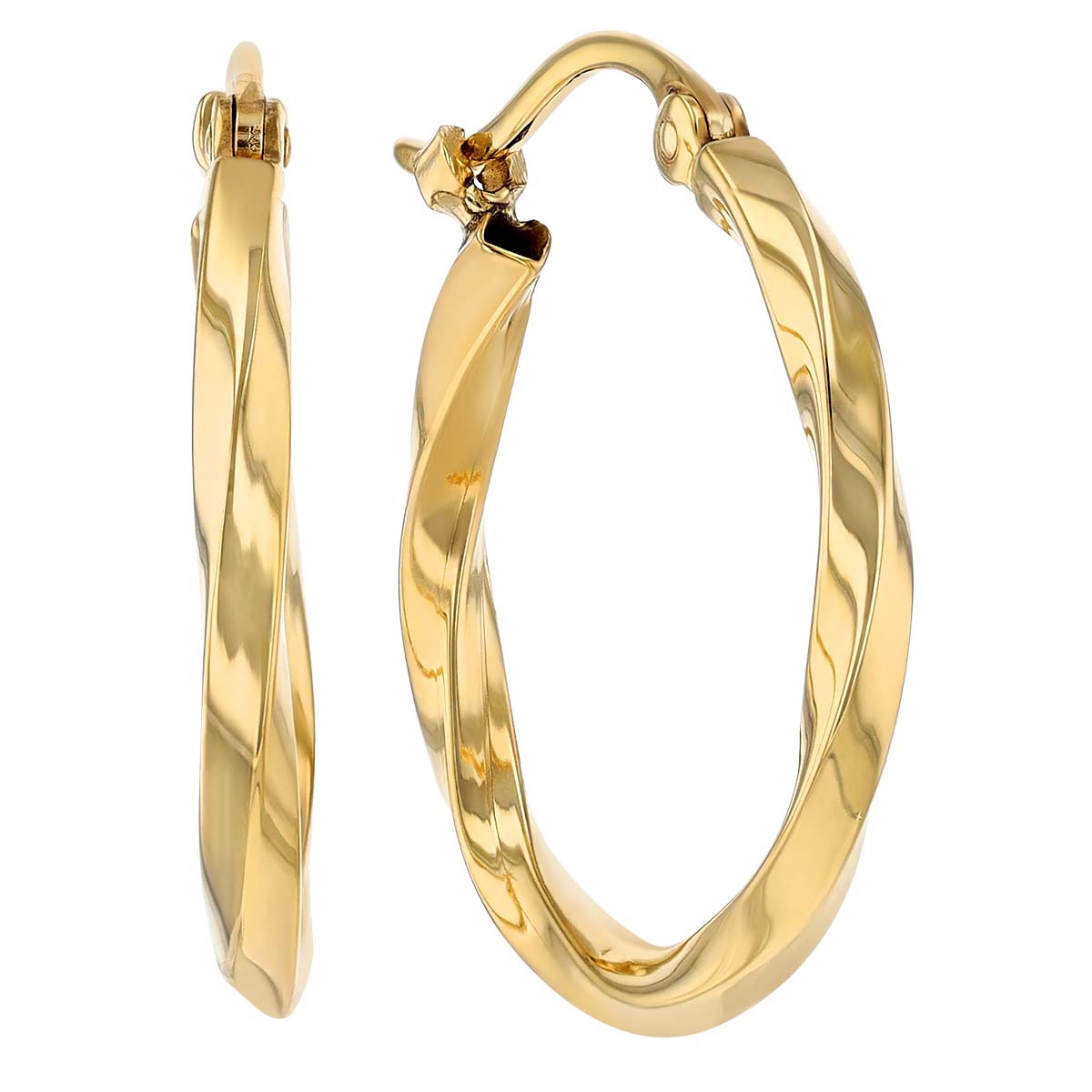Quinn 14K Gold Twisted Square Edge Snap-down Hoop Earrings