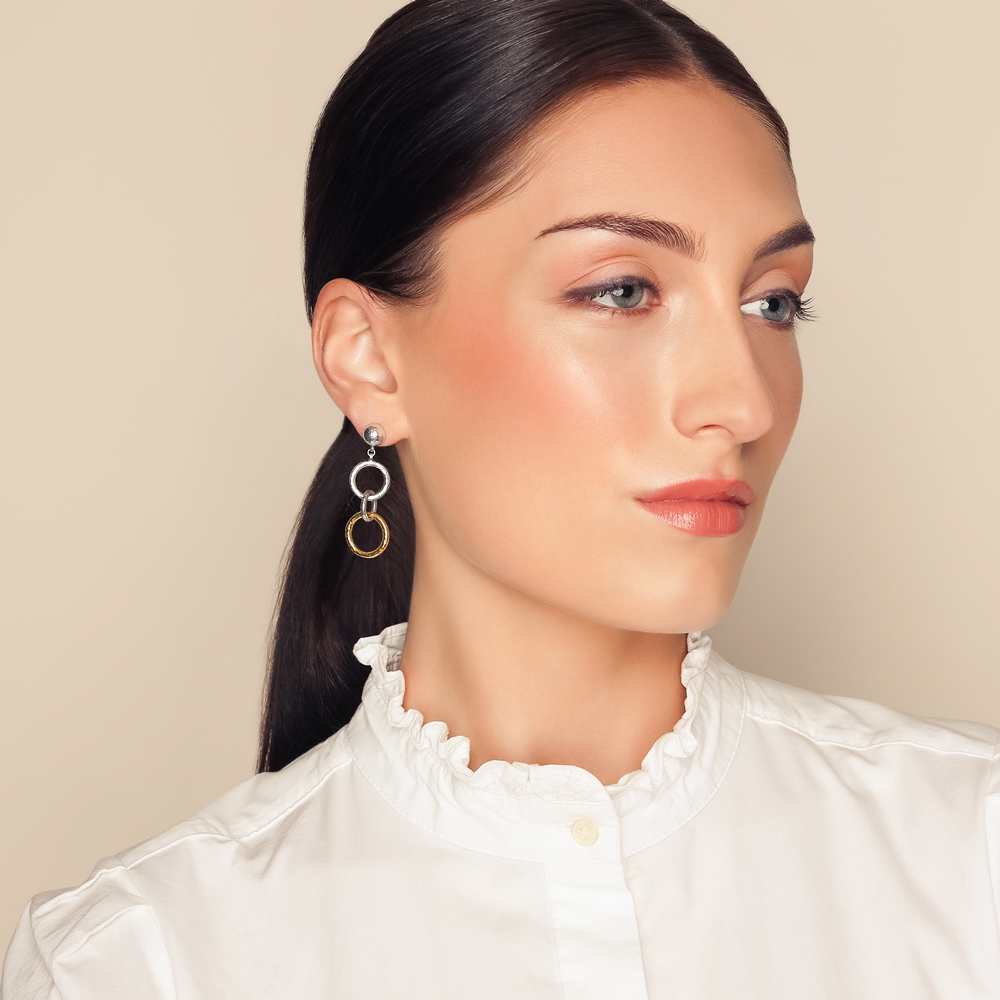 Gurhan Sterling Silver & Yellow Gold Vermeil Triple Link Dangle Earrings