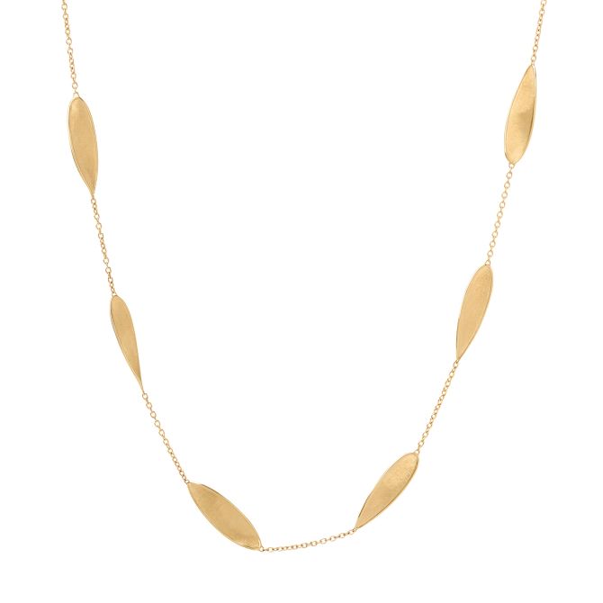 Marco Bicego Lunaria Yellow Gold Leaf Station Necklace, 36"