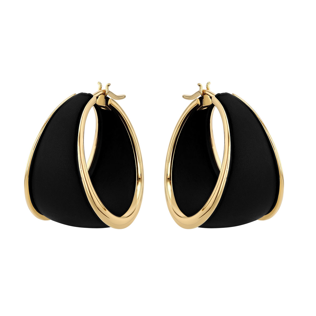 Marco Dal Maso Black Titanium & Yellow Gold Tapered Hoop Earrings