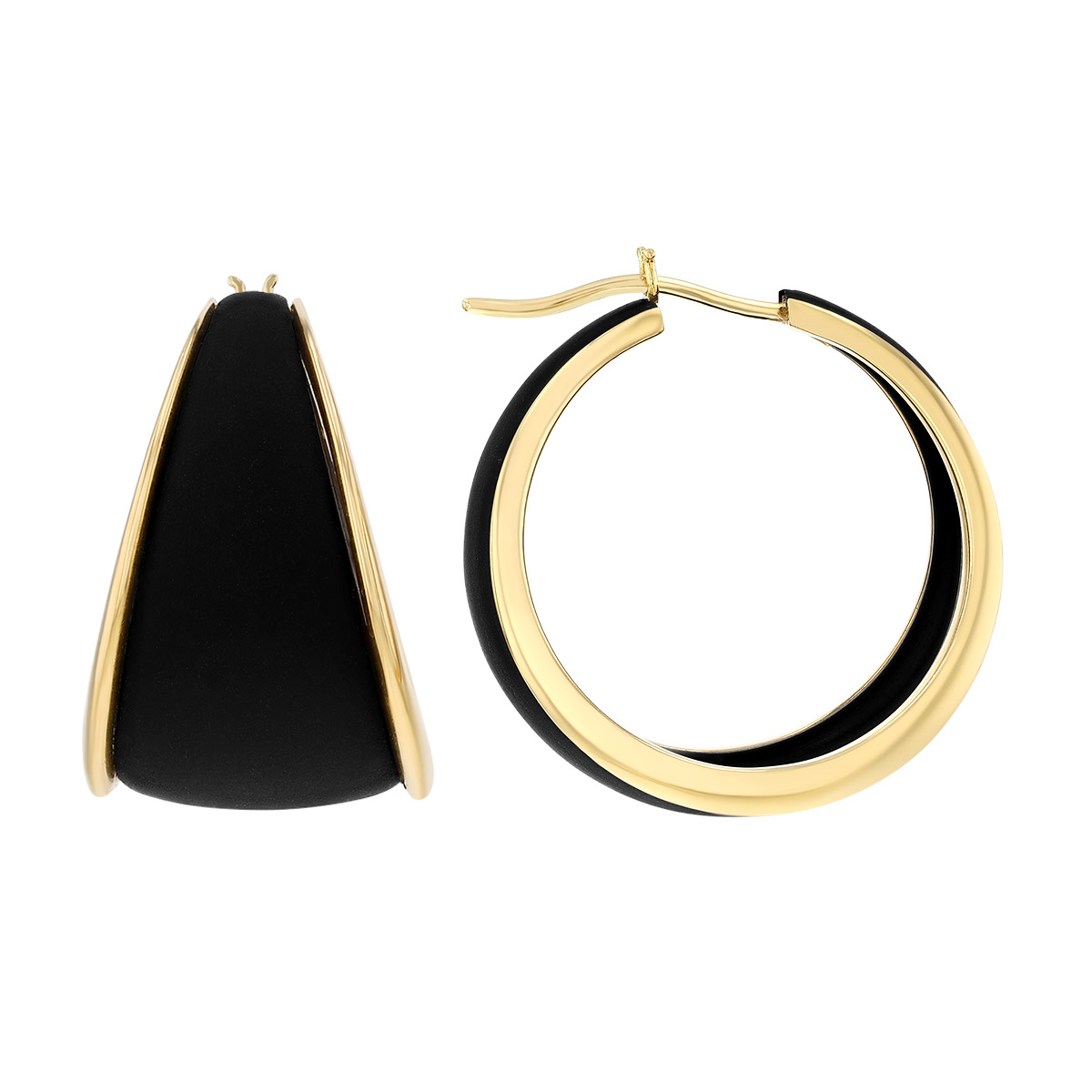 Marco Dal Maso Black Titanium & Yellow Gold Tapered Hoop Earrings