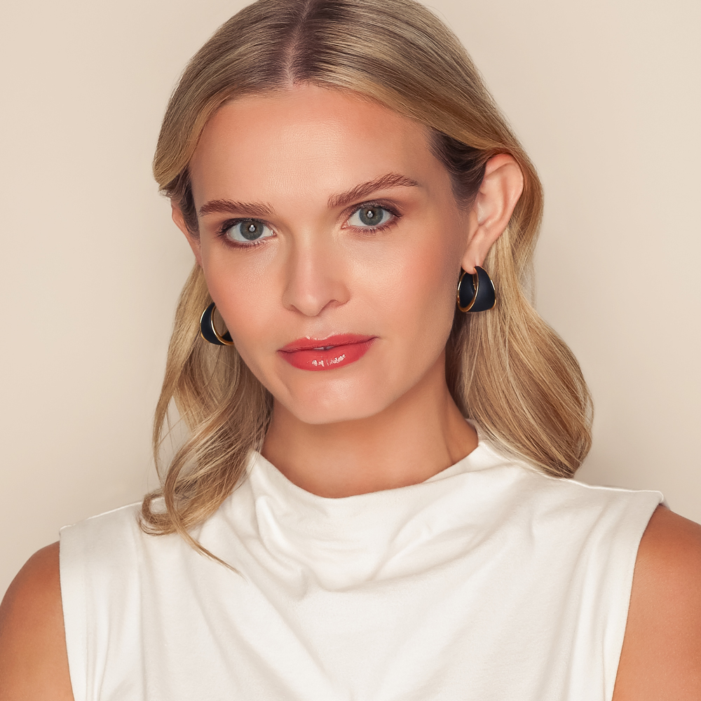 Marco Dal Maso Black Titanium & Yellow Gold Tapered Hoop Earrings