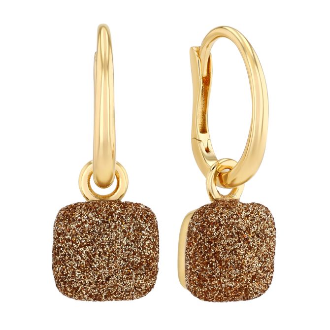 Pesavento Gold on Gold Yellow Gold Vermeil Dust Square Dangle Hoop Earrings