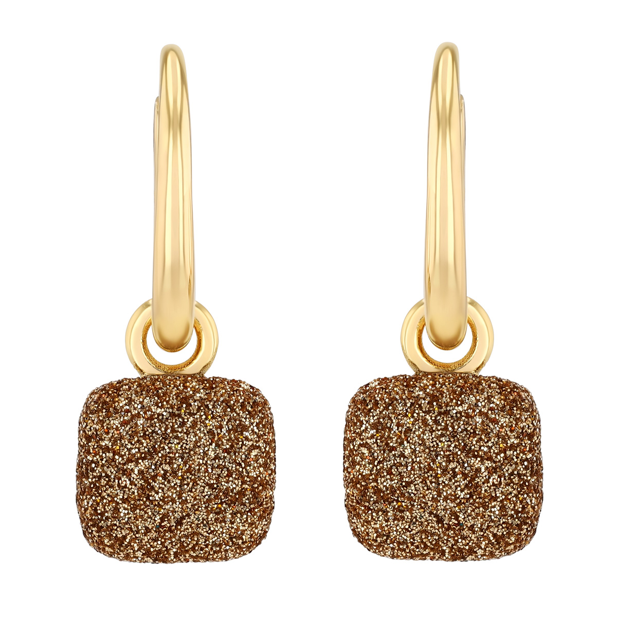 Pesavento Gold on Gold Yellow Gold Vermeil Dust Square Dangle Hoop Earrings