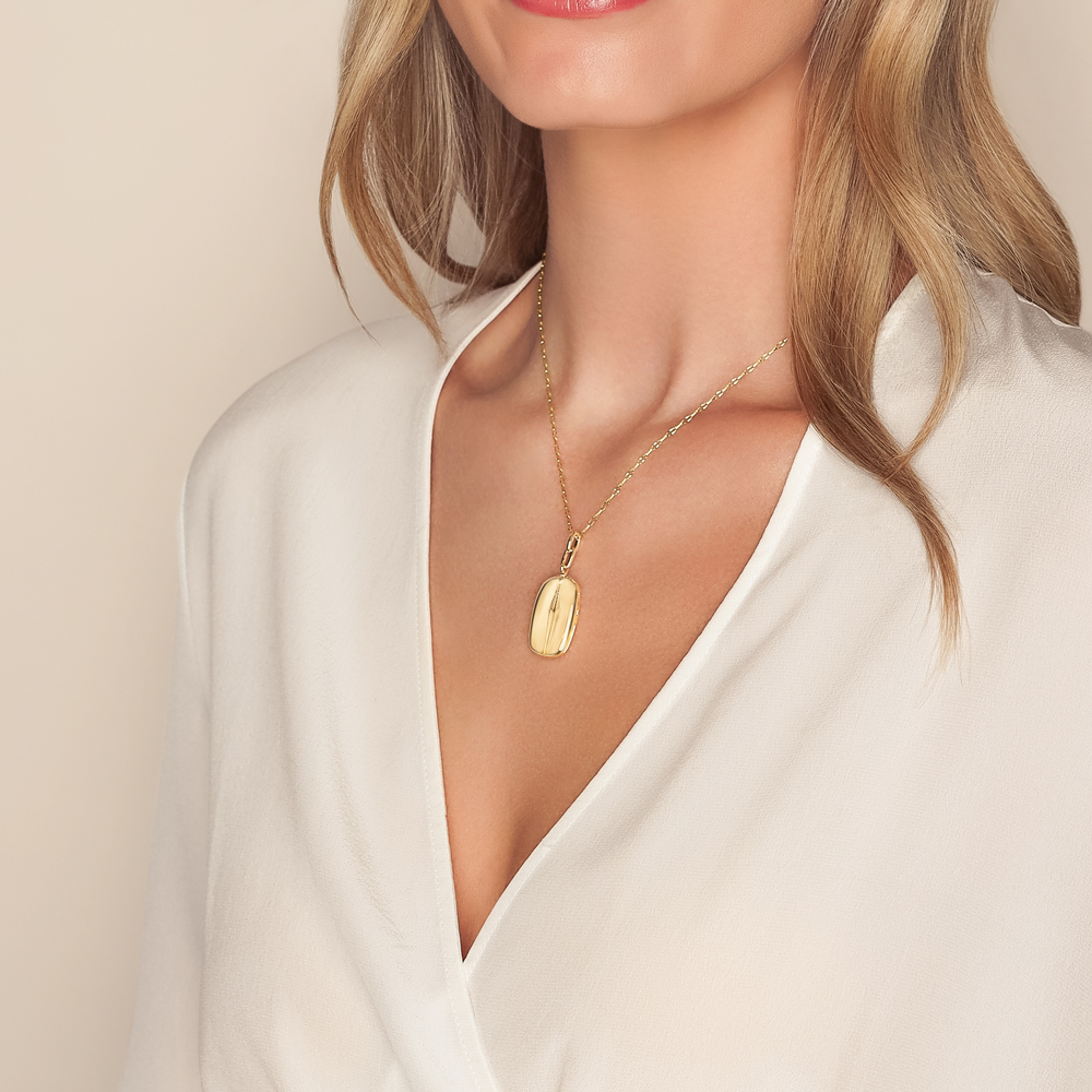 Monica Rich Kosann Points North Yellow Gold Rectangle Locket, 17