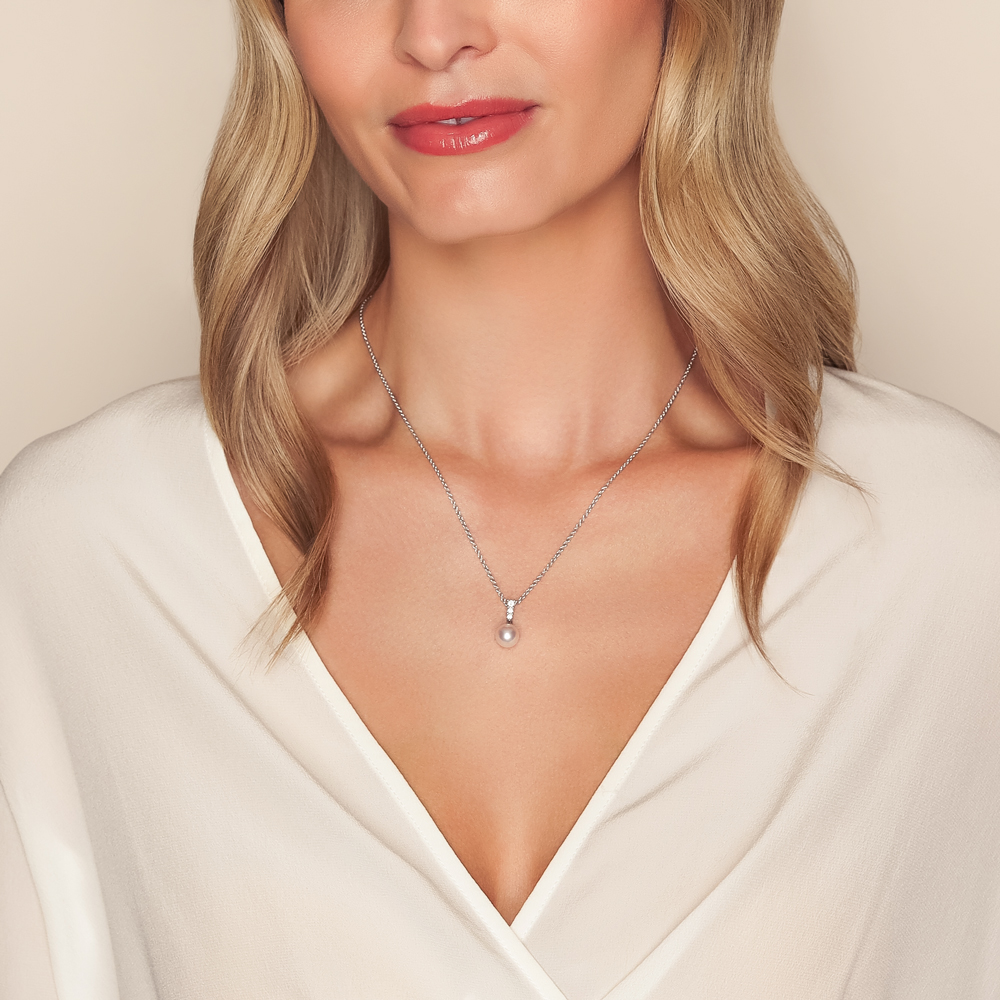 Mikimoto Morning Dew Akoya Cultured Pearl & Diamond Pendant, 18
