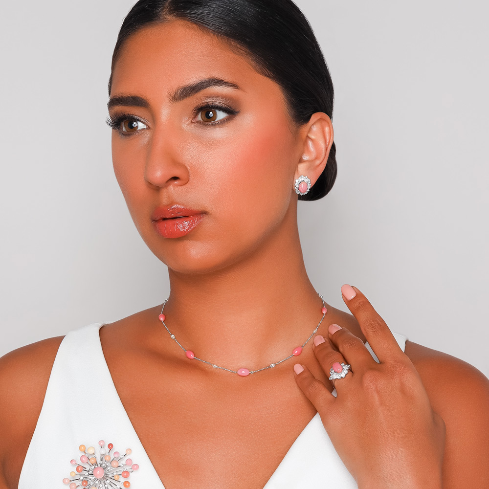 TARA Pearls Conch Pearl & Diamond Halo Stud Earrings in White Gold