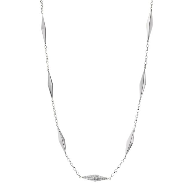 Monica Rich Kosann Points North White Sapphire Pavé Kite Station Necklace in Sterling Silver