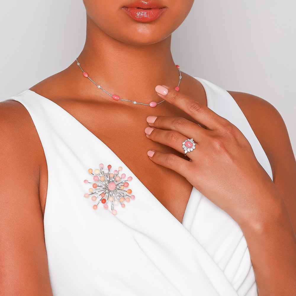 TARA Pearls Oval Cabochon Conch Pearl & Diamond Ring in White Gold