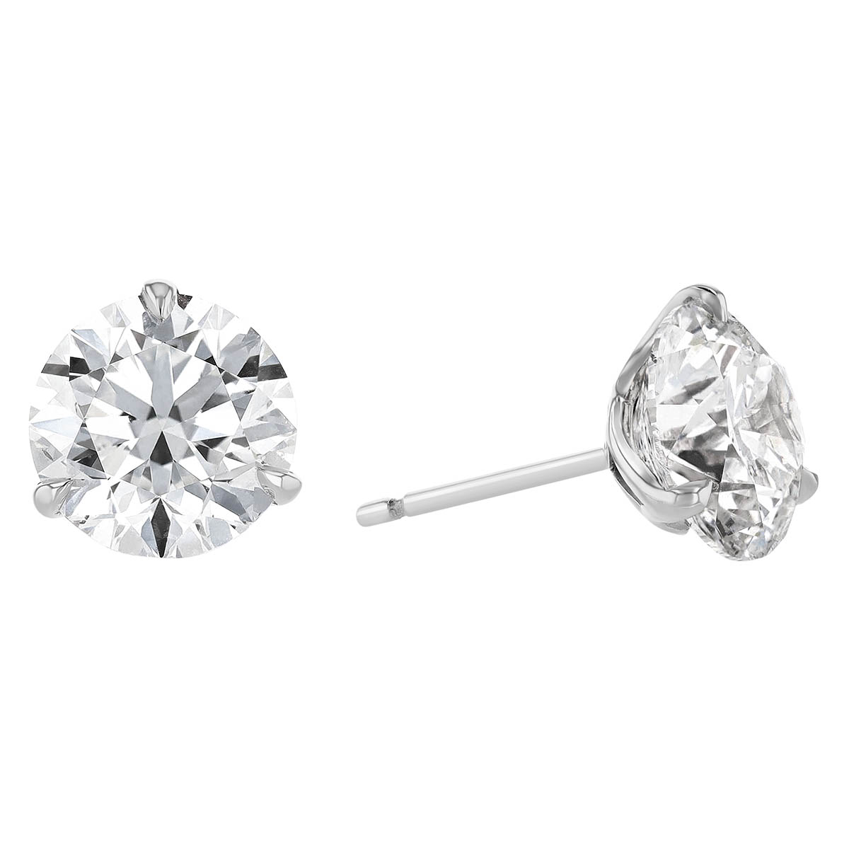 Rahaminov Round Diamond Stud Earrings in White Gold, 7.00 cttw