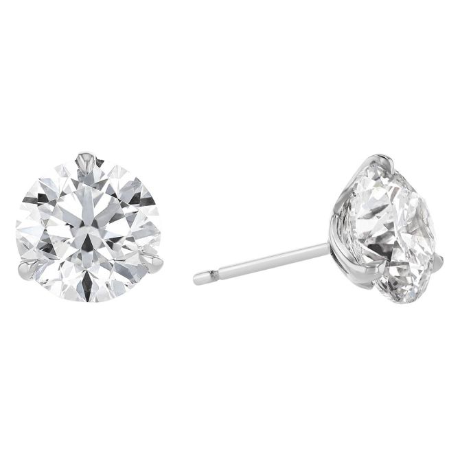 Rahaminov Round Diamond Stud Earrings in White Gold, 7.00 cttw