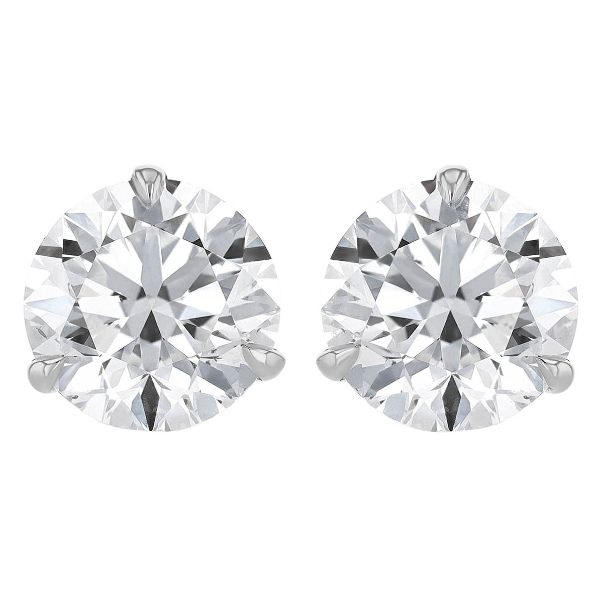 Rahaminov Round Diamond Stud Earrings in White Gold, 7.00 cttw