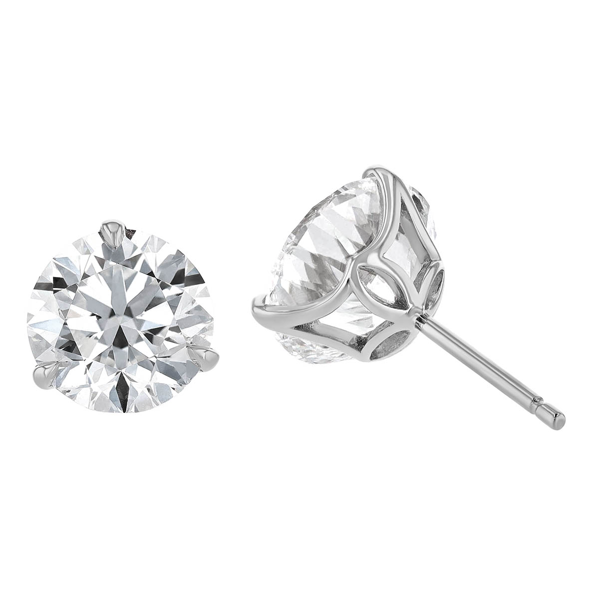 Rahaminov Round Diamond Stud Earrings in White Gold, 7.00 cttw