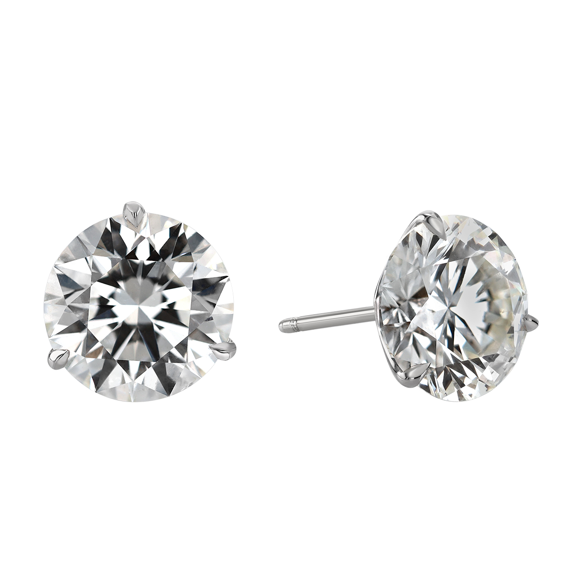 Rahaminov Round Diamond Stud Earrings in White Gold, 8.21 cttw