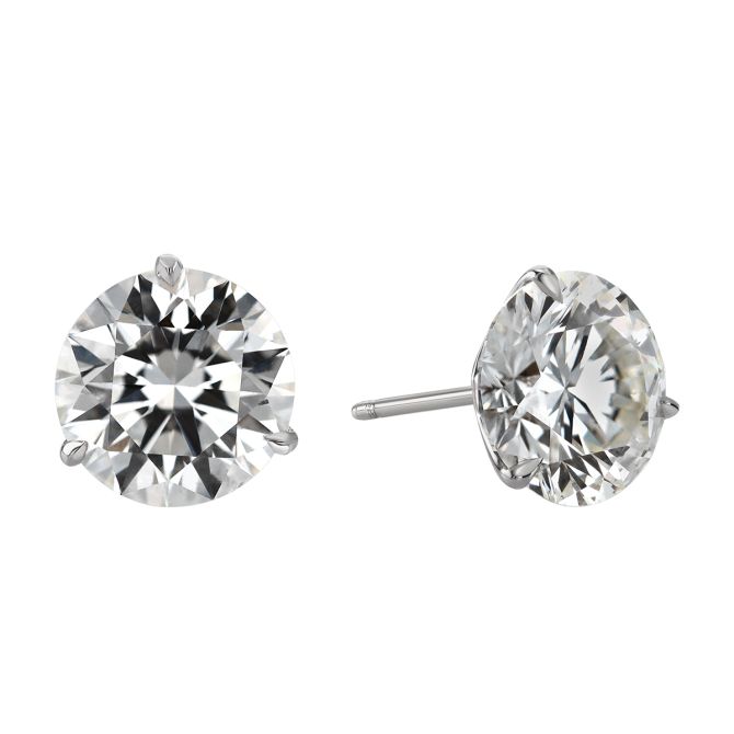 Rahaminov Round Diamond Stud Earrings in White Gold, 8.21 cttw