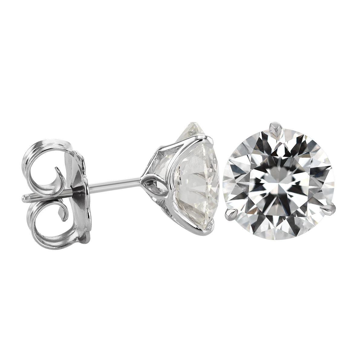 Rahaminov Round Diamond Stud Earrings in White Gold, 8.21 cttw