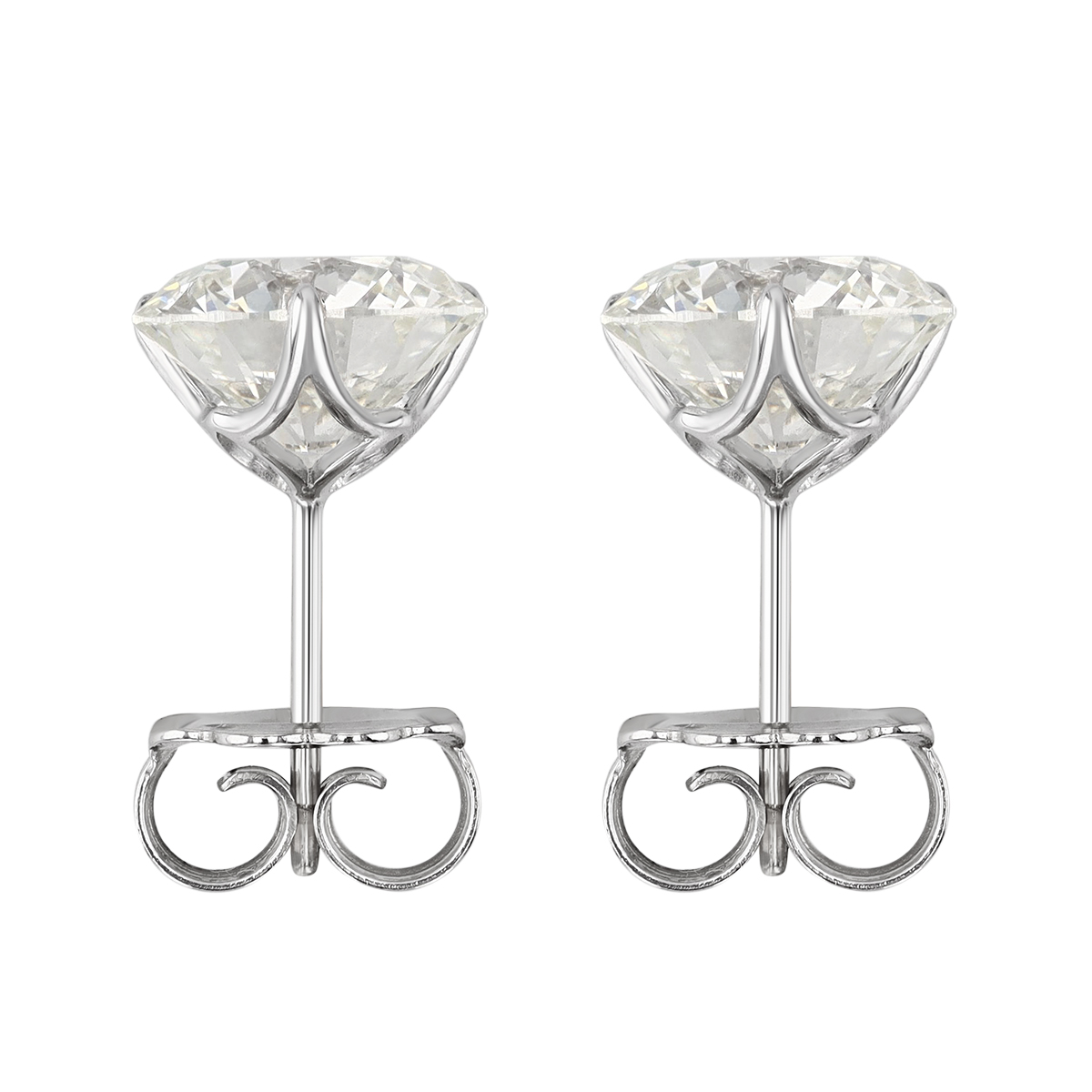 Rahaminov Round Diamond Stud Earrings in White Gold, 8.21 cttw