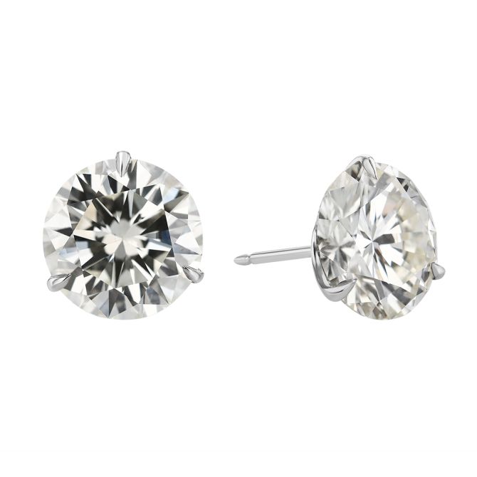 Round Diamond Stud Earrings in Platinum, KL/SI1, 10.50 cttw