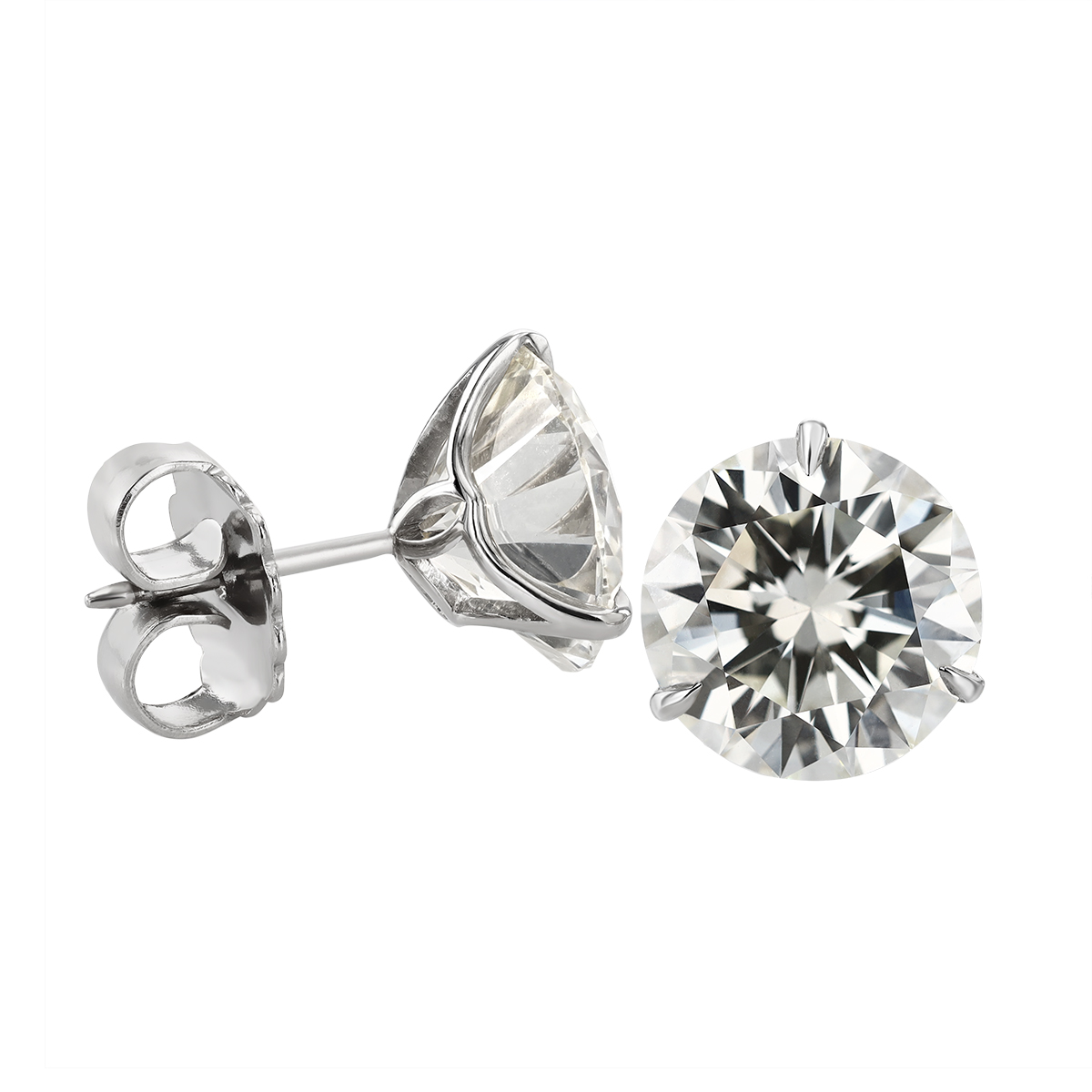 Round Diamond Stud Earrings in Platinum, KL/SI1, 10.50 cttw