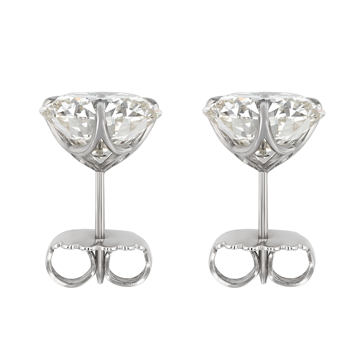 Round Diamond Stud Earrings in Platinum, KL/SI1, 10.50 cttw