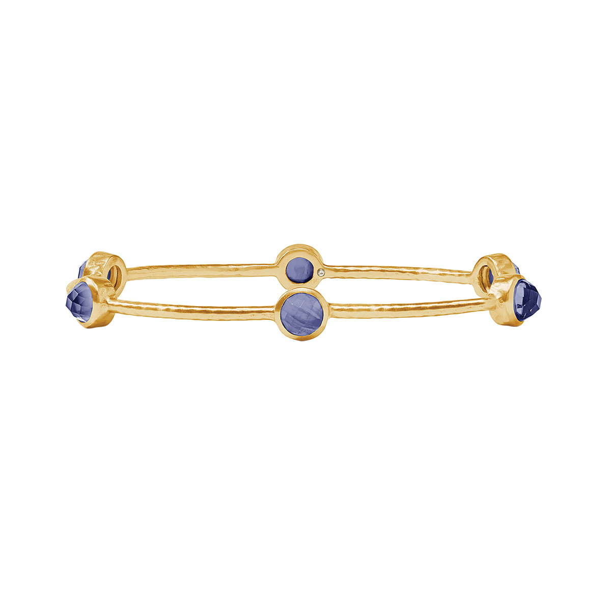 Julie Vos Small Yellow Gold Plated Milano Luxe Bangle, Iridescent Tanzanite Blue