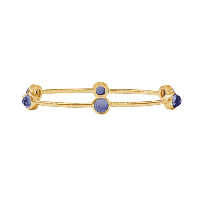 Julie Vos Small Yellow Gold Plated Milano Luxe Bangle, Iridescent Tanzanite Blue