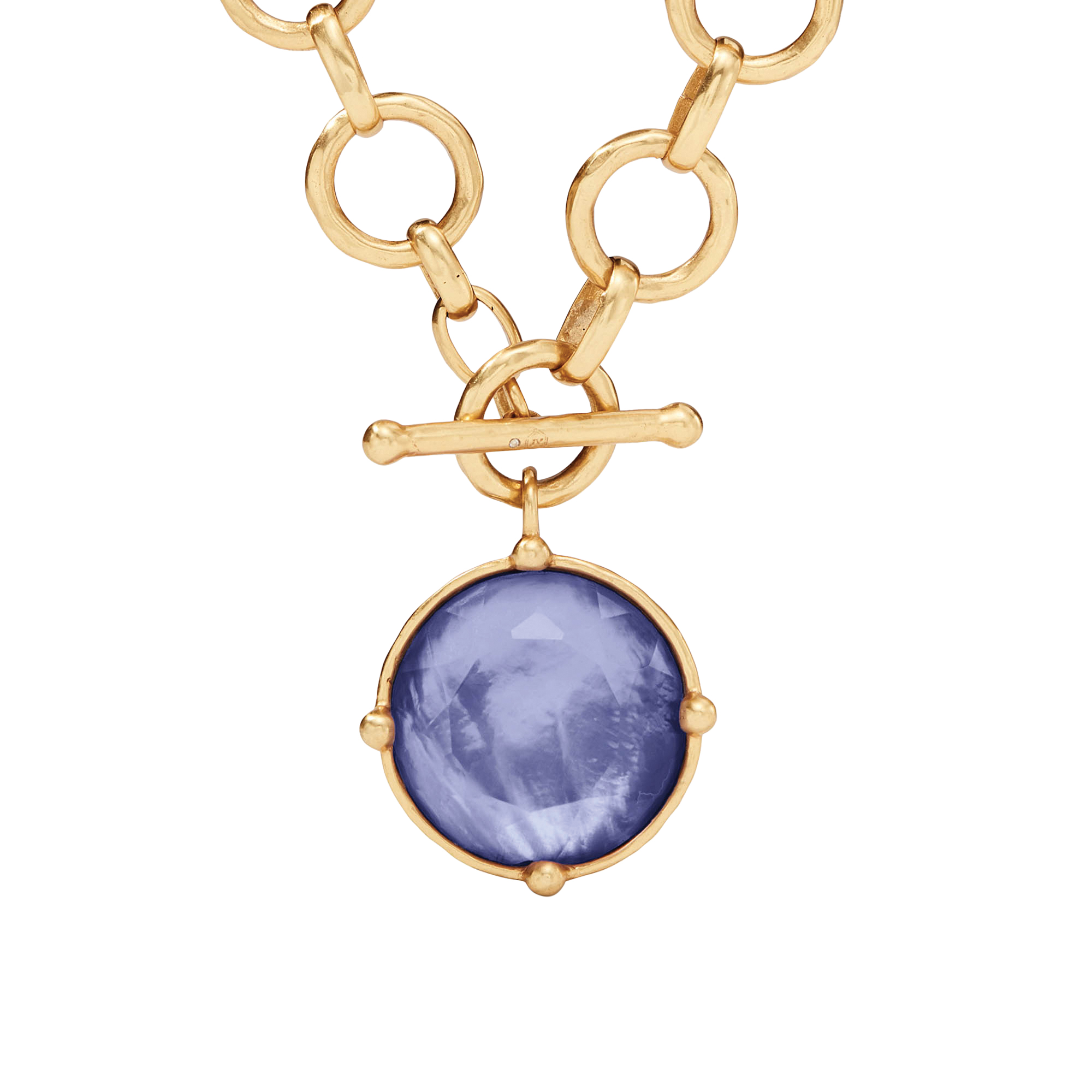 Julie Vos Yellow Gold Plated Honeybee Statement Necklace, Iridescent Tanzanite Blue