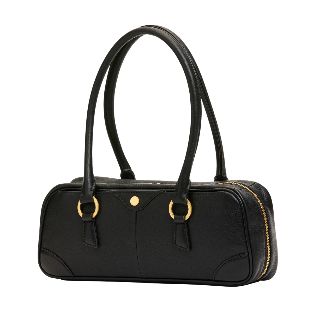 Hammitt Meredith Small Top Handle Bag, Black and Brushed Yellow Gold Hardware