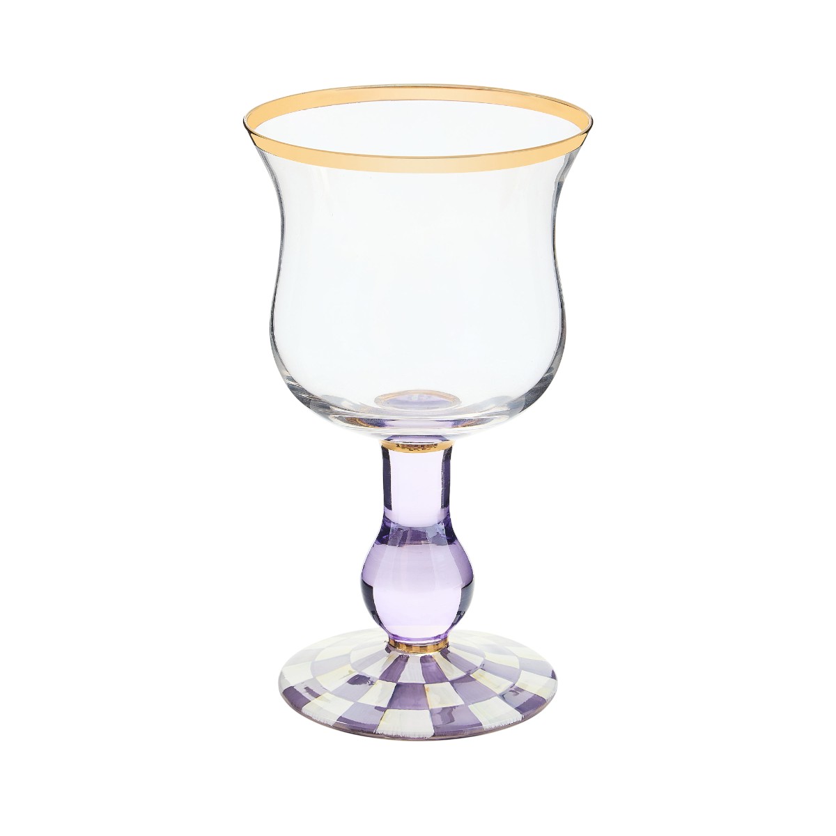 MacKenzie-Childs Violet Check Wine Glass, Stemmed