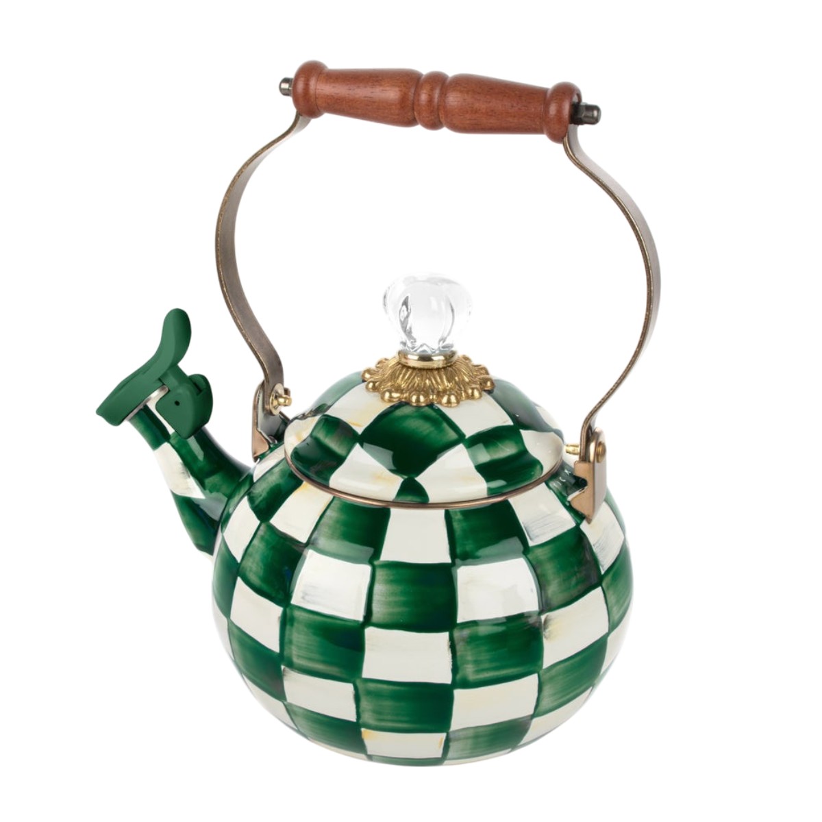 MacKenzie-Childs Emerald Check Whistling Tea Kettle