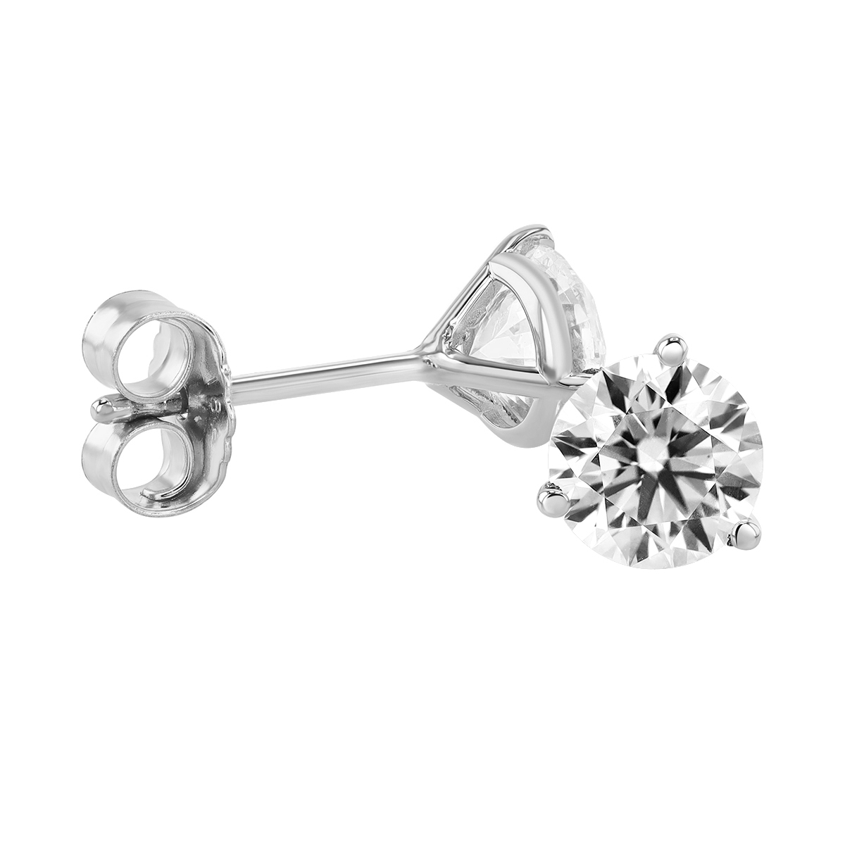 Round Diamond Stud Earrings in 18K White Gold, IJ/I1, .95 cttw