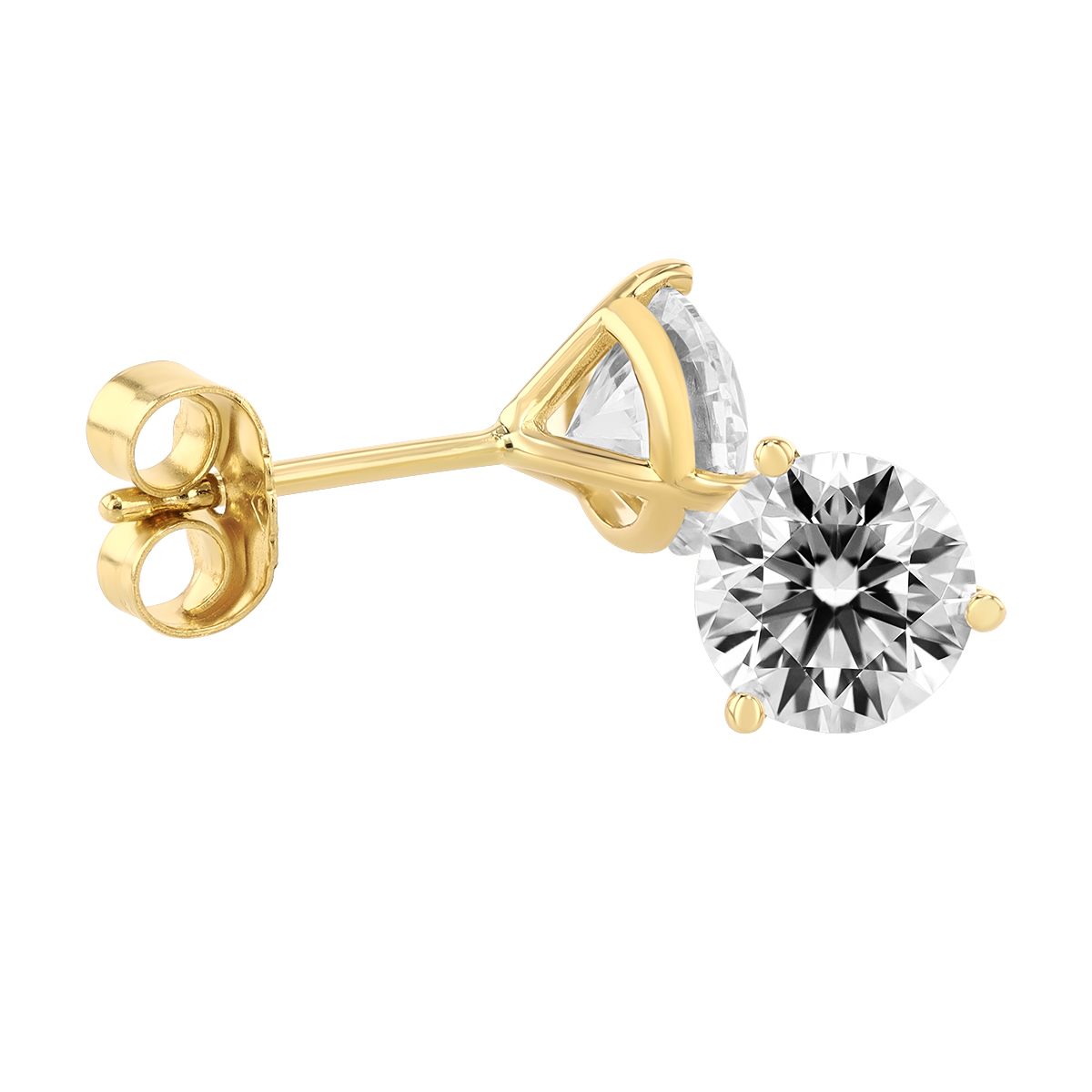 Kalahari Dream Round Diamond Stud Earrings in Yellow Gold, 1.40 cttw