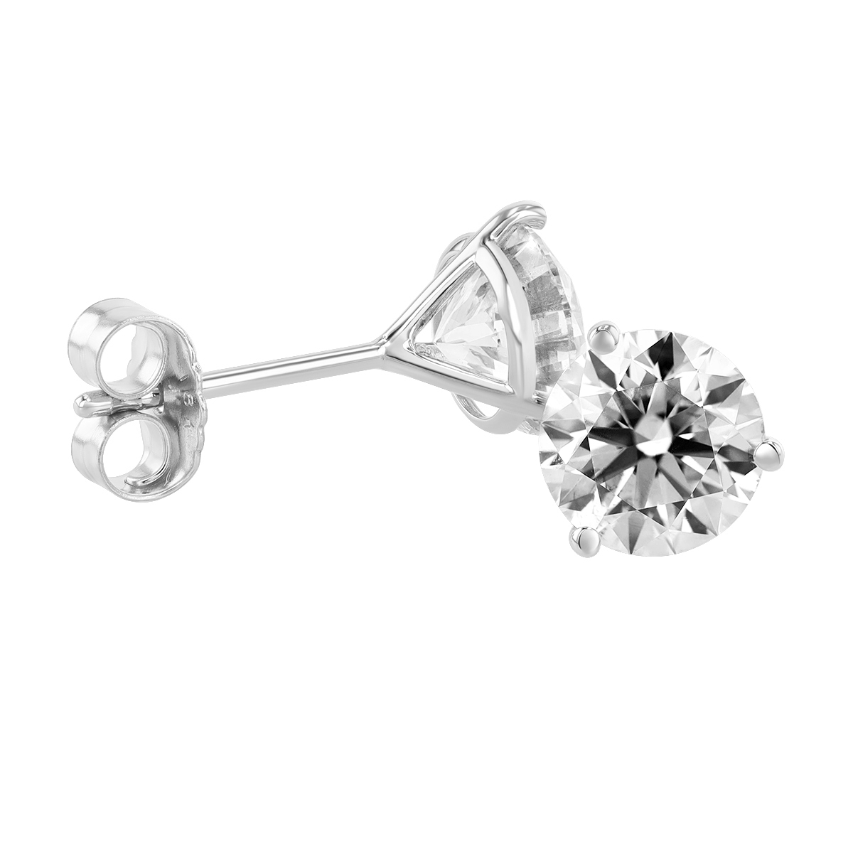 Round Diamond Stud Earrings in White Gold, 1.75cttw