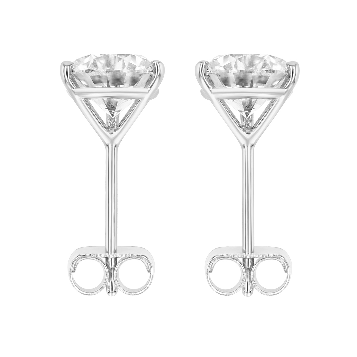 Round Diamond Stud Earrings in White Gold, 1.75cttw