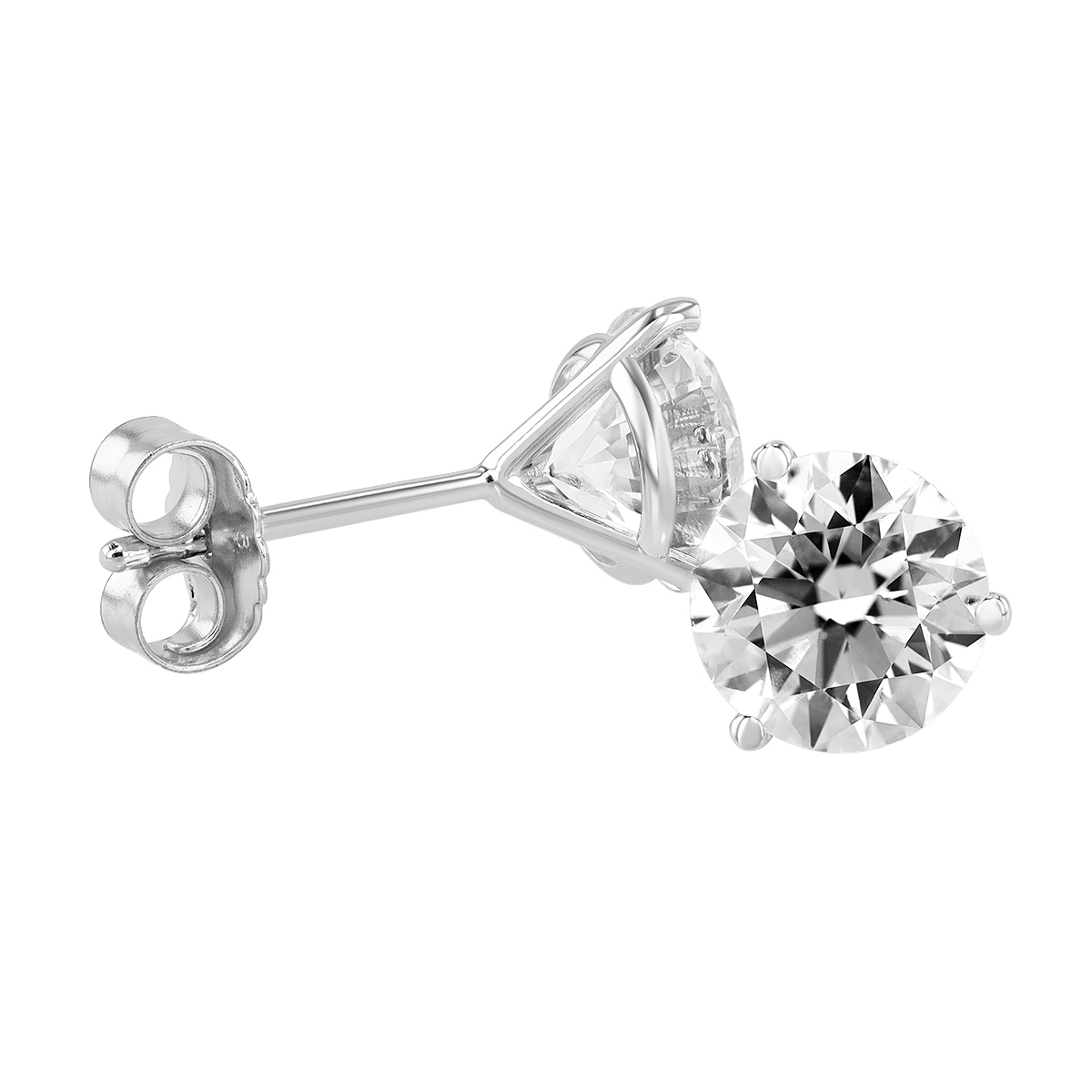 Round Diamond Stud Earrings in White Gold, 2.00cttw