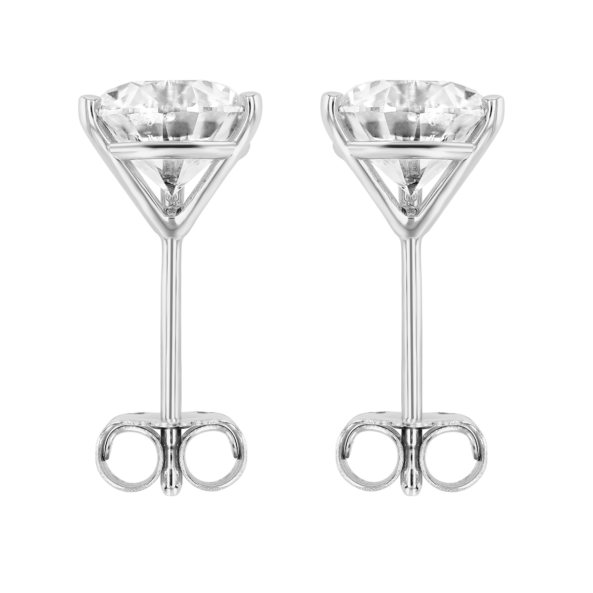 Round Diamond Stud Earrings in White Gold, 2.00cttw