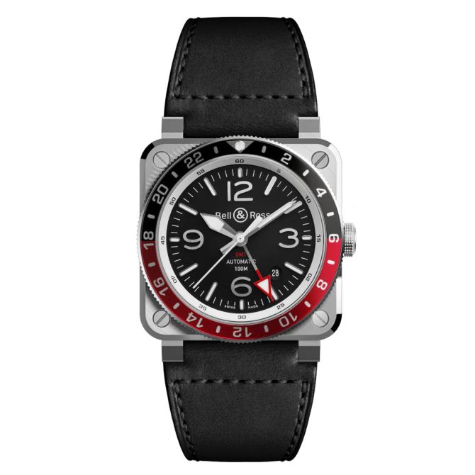 BR03-93 GMT 42mm Men's Watch, Black Dial