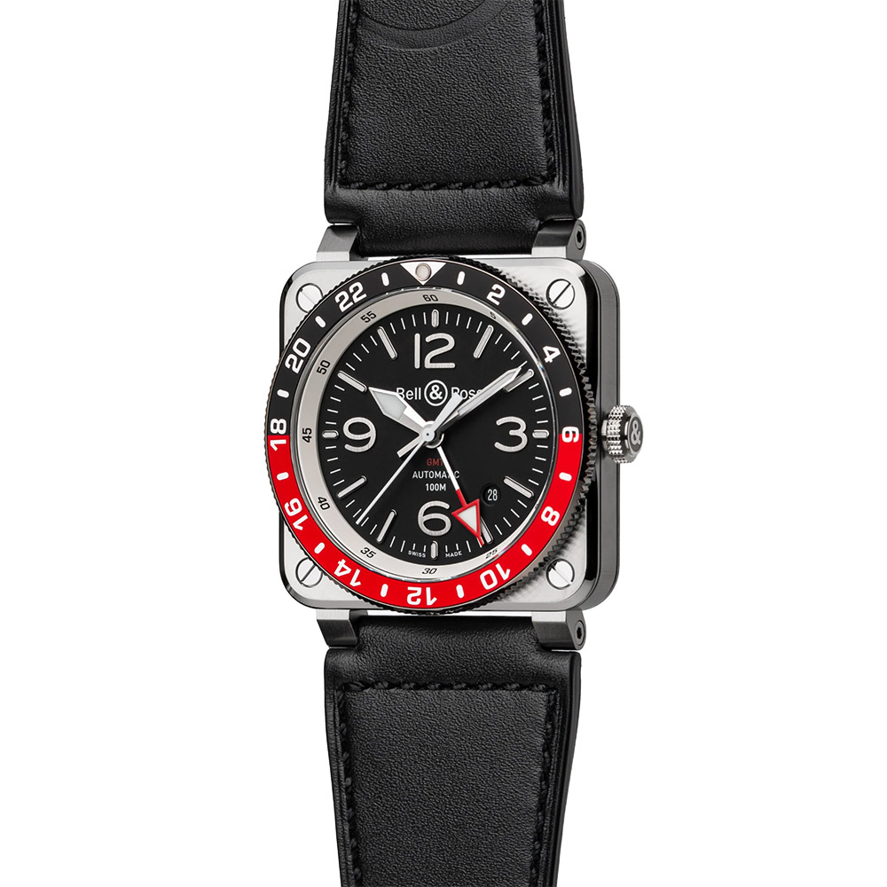 BR03-93 GMT 42mm Men's Watch, Black Dial