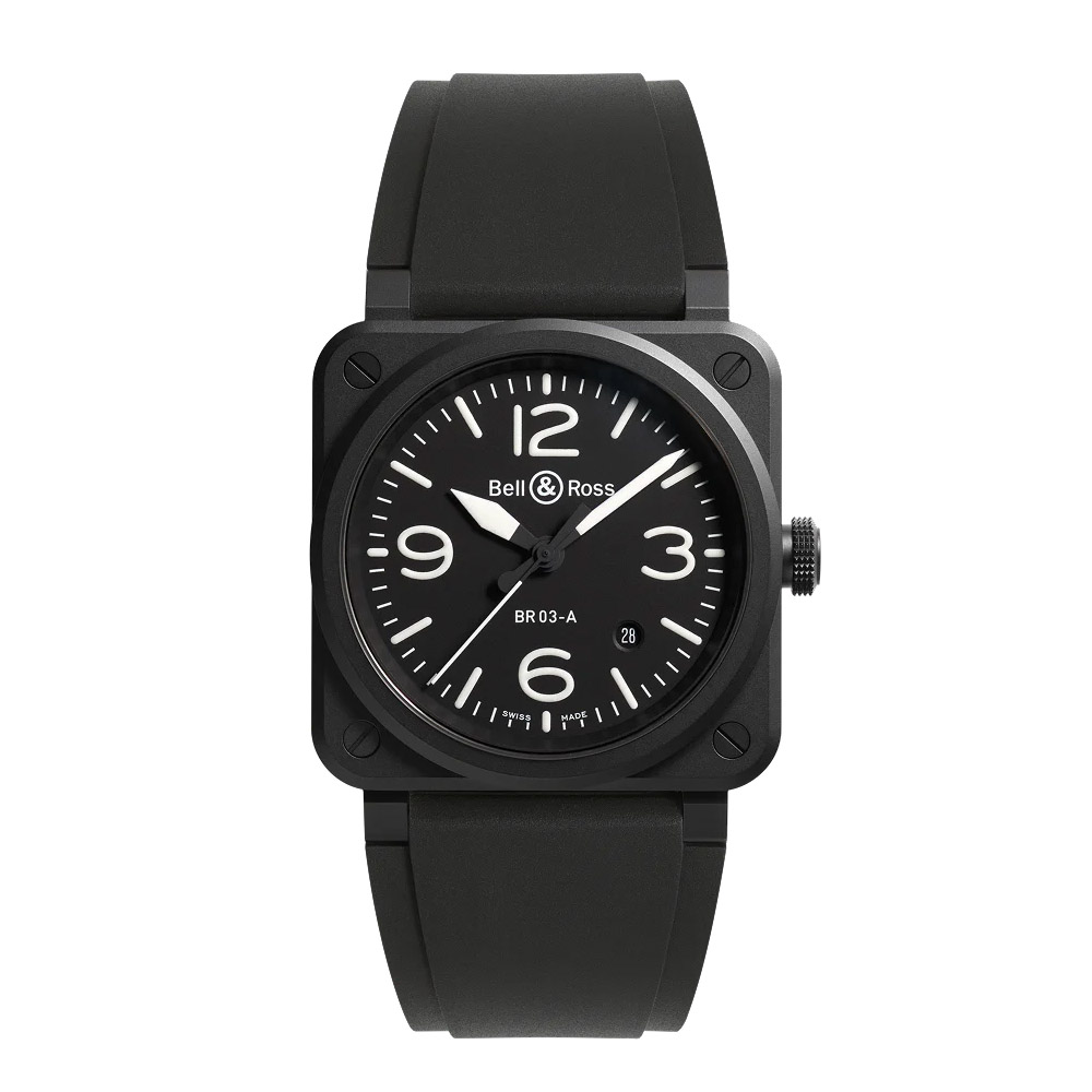 BR 03 41mm Men's Watch, Matte Black Dial