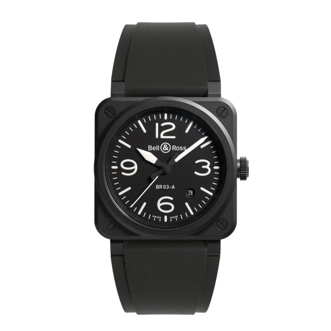 BR 03 41mm Men's Watch, Matte Black Dial
