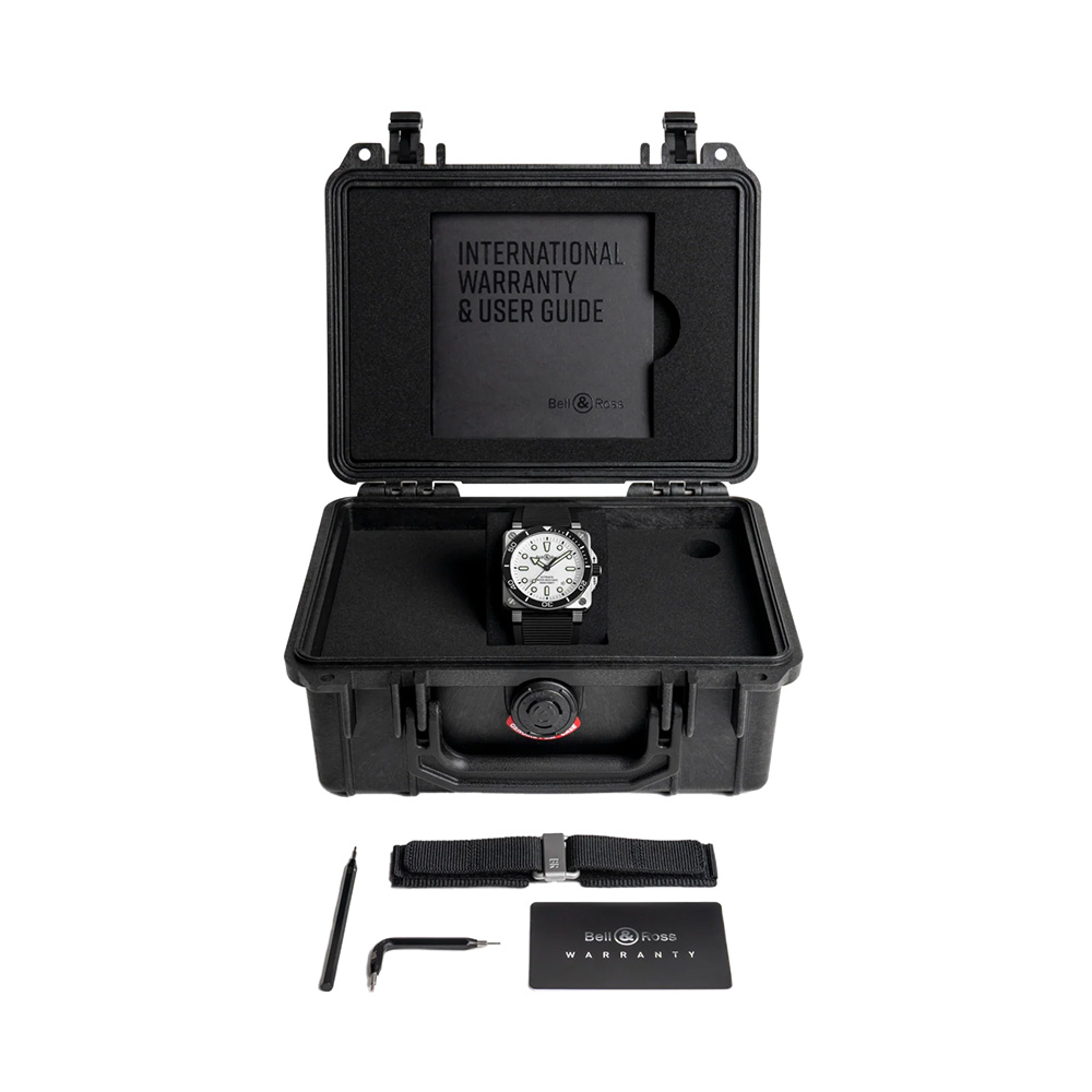 Bell & Ross BR-03 Diver Steel 42mm Watch, White Dial